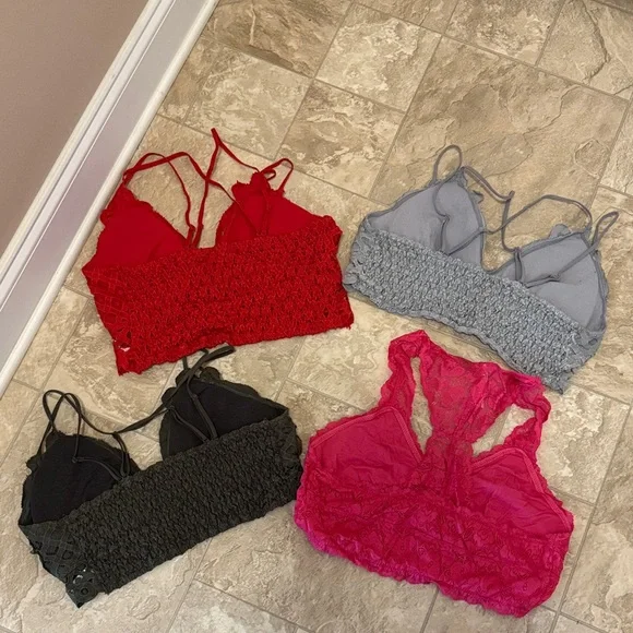 Lace Bandeau Set - Black, Gray, Red, Pink - Picture 2 of 6